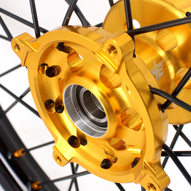 KKE 21/19 Dirtbike MX Wheels Set Fit SUZUKI RMZ250 RMZ450 2005-2022 Gold Nipple Black Spoke