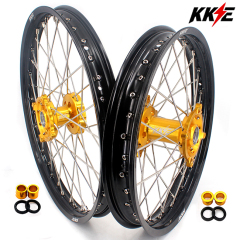 KKE 21/19 Dirtbike MX Wheels Rim Set Fit SUZUKI RMZ250 2007-2024 ,RMZ450 2005-2024 Gold Hub