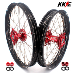 KKE 21/19 Dirt Bike Motorcycle Wheels Rims Set Fit SUZUKI RMZ250 07-24 RMZ450 05-24 Red Hub