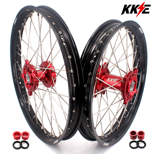 KKE 21/19 Dirtbike MX Wheels Rims Set Fit SUZUKI RMZ250 07-22 RMZ450 05-22 Red Hub