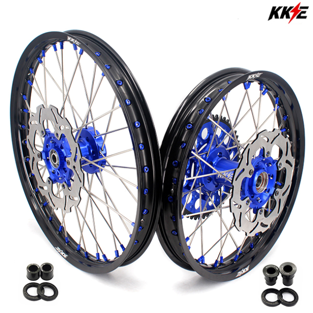 KKE 21/18 Enduro Wheels Set Fit SUZUKI DRZ400 00-04 DRZ400E 00-07 DRZ400S 00-21 Motorcycle Rims Blue Nipple