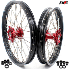 KKE 21/19 Dirt Bike MX Motorcycle Wheels Rims Set Fit SUZUKI RM125 RM250 1996-2000 Red Hub