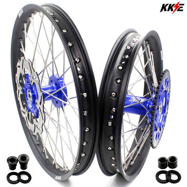 KKE 1.6*21/2.15*18 Dirtbike Enduro Motorcycle Wheels Set Fit SUZUKI DRZ400 DRZ400E DRZ400S Disc Blue Hub