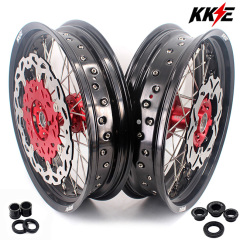 KKE 3.5*17/4.5*17 Supermoto Wheels Rim with Cush Drive Set Fit HONDA CRF250R CRF450R 2002-2012 With Disc