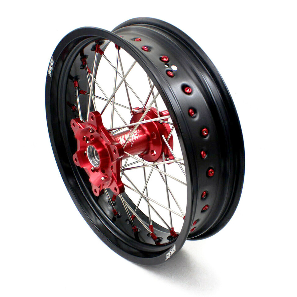 KKE 21/18" OEM Sized Wheel Set For Honda XR650L 1993-2024 - CNC Red Hubs, Black Rims - Bearings & Seals Included