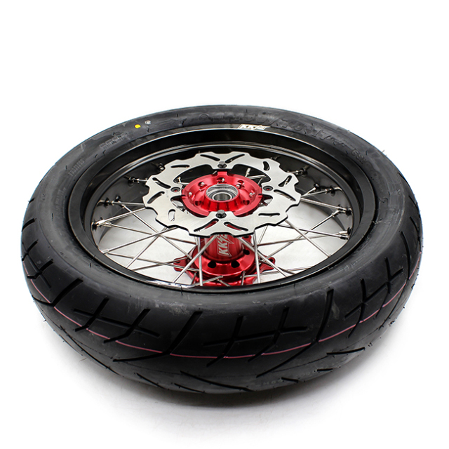 KKE 3.5/4.25*17 Supermoto Wheels Rim Set With CST Tire Fit HONDA XR650L 1993-2021 Red Hub