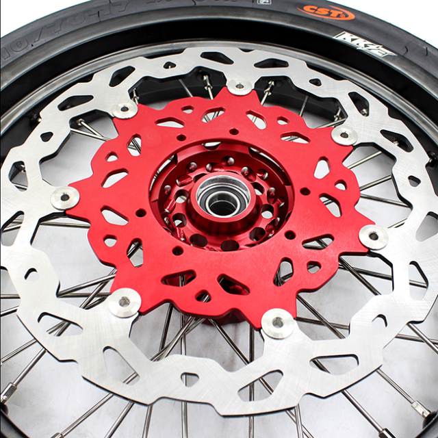 KKE 3.5/4.25 Complete Supermoto Wheels With CST Tire Fit HONDA CRF250R 14-20 CRF450R 13-20 Red