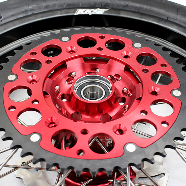 KKE 3.5/4.25*17 Supermoto Wheels Rim Set With CST Tire Fit HONDA XR650L 1993-2021 Red Hub