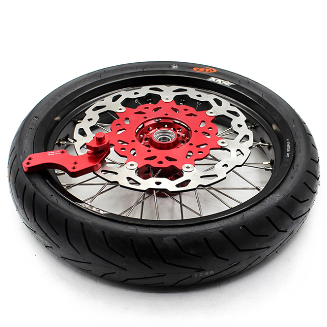 KKE 3.5/4.25 Complete Supermoto Wheels With CST Tire Fit HONDA CRF250R 14-20 CRF450R 13-20 Red