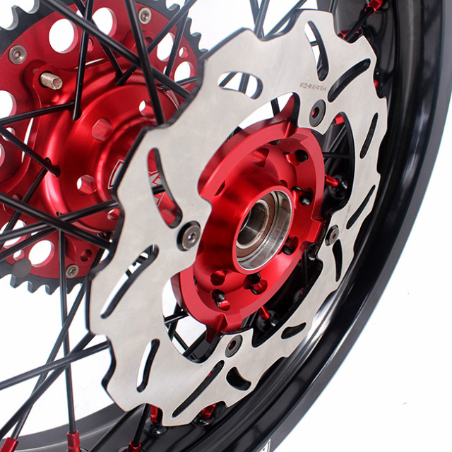 KKE 3.5/4.25*17 Supermoto Wheels Set Fit HONDA CRF250R 2004-2013 CRF450R Black Spoke With Disc