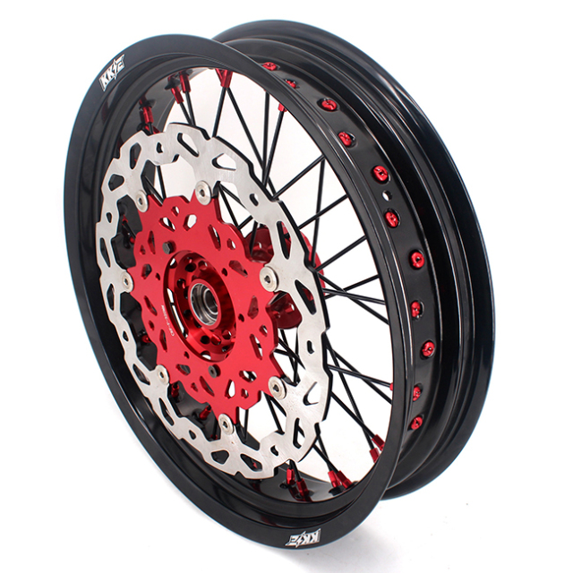 KKE 3.5/4.25*17 Supermoto Wheels Set Fit HONDA CRF250R 2004-2013 CRF450R Black Spoke With Disc