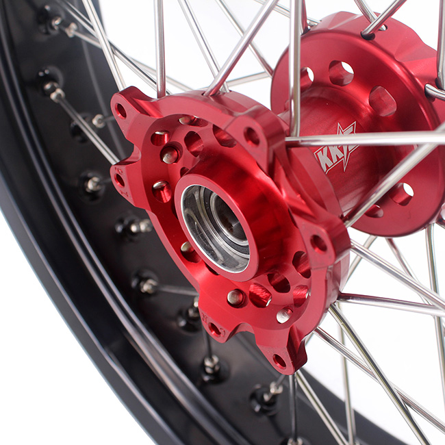 KKE 3.5*17/4.5*17 Supermoto Cush Drive Wheels Rims Set Fit HONDA CRF250R 2004-2013 CRF450R Red