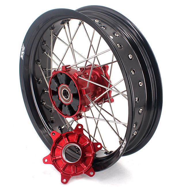 KKE 3.5*17/4.5*17 Supermoto Cush Drive Wheels Rims Set Fit HONDA CRF250R 2004-2013 CRF450R Red