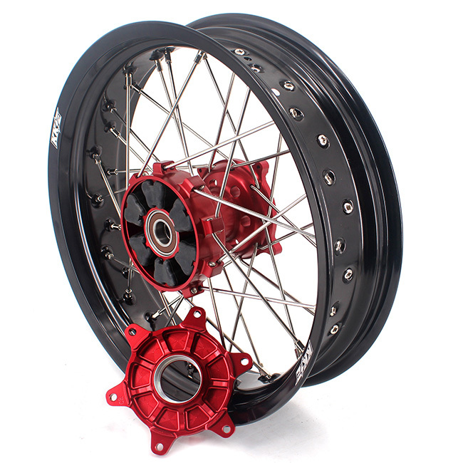 KKE 3.5*17/4.5*17 Supermoto Cush Drive Wheels Set Fit HONDA CRF250R 2004-2013 CRF450R Red
