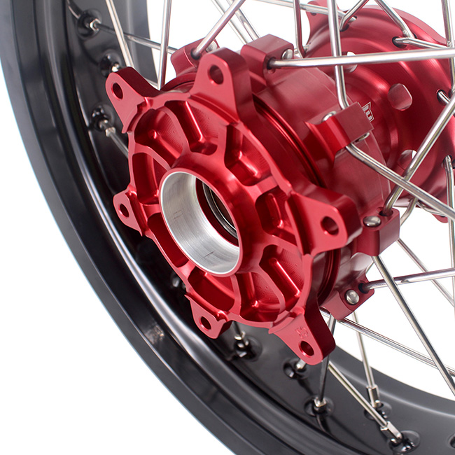 KKE 3.5*17/4.5*17 Supermoto Cush Drive Wheels Rims Set Fit HONDA CRF250R 2004-2013 CRF450R Red