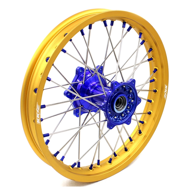 KKE 21/19 MX Dirt Bike Casting Wheels Fit Yamaha YZ125 YZ250 1999-2022 YZ250F YZ450F Blue Hub Gold Rim