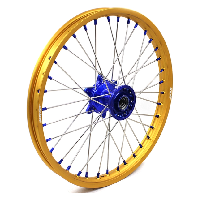 KKE 21/19 MX Dirt Bike Casting Wheels Fit Yamaha YZ125 YZ250 1999-2022 YZ250F YZ450F Blue Hub Gold Rim