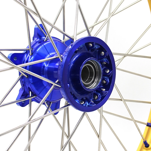 KKE 21/19 MX Dirt Bike Casting Wheels Fit Yamaha YZ125 YZ250 1999-2022 YZ250F YZ450F Blue Hub Gold Rim