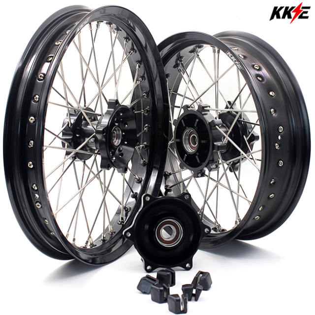 KKE 3.5*17/4.25*17'' Supermoto Wheels Set Fit SUZUKI DR650SE 1996-2021 Black Hub With Cush Drive