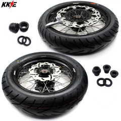 KKE 3.5*17/4.25*17 Supermoto Wheels Rims Set With CST tire Fit SUZUKI DR650SE 1996-2022 Black Cush Hub