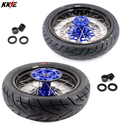 KKE 3.5/4.25*17 Supermoto Wheels Rims Set CST Tire Fit SUZUKI DRZ400 DRZ400S DRZ400E Blue Hub
