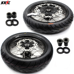 KKE 3.5/4.25*17 Supermoto Wheels Rims Set With CST Tire Fit SUZUKI DRZ400 DRZ400S DRZ400E Black Hub