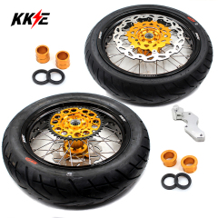 KKE 3.5/4.25 Supermoto Wheels Set With CST Tire Fit SUZUKI RMZ250 2007-2024 RMZ450 2005-20224 Gold Hub