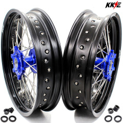 KKE 3.5*17/4.25*17 Supermoto Wheels Rims Set Fit YAMAHA WR250X 2008-2011 Blue Hub