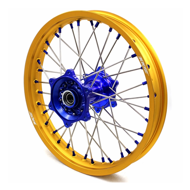 KKE 21/19 MX Dirt Bike Casting Wheels Fit Yamaha YZ125 YZ250 1999-2022 YZ250F YZ450F Blue Hub Gold Rim