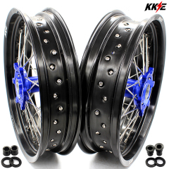 KKE 3.5/4.25*17 Supermoto Wheels Rims Set Fit SUZUKI DRZ400 DRZ400S DRZ400E DRZ400SM Blue Hub