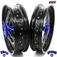 KKE 3.5*17/4.25*17 Supermoto Wheels Set Fit YAMAHA YZ125/250 1999-2024 YZ250F YZ450F Blue
