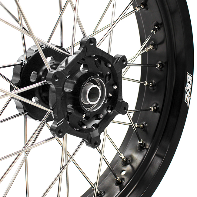 KKE 3.5/4.25*17 Supermoto Wheels Set Fit DRZ400E 00-07 DRZ400S 00-24 DRZ400SM 05-24 Black Hub