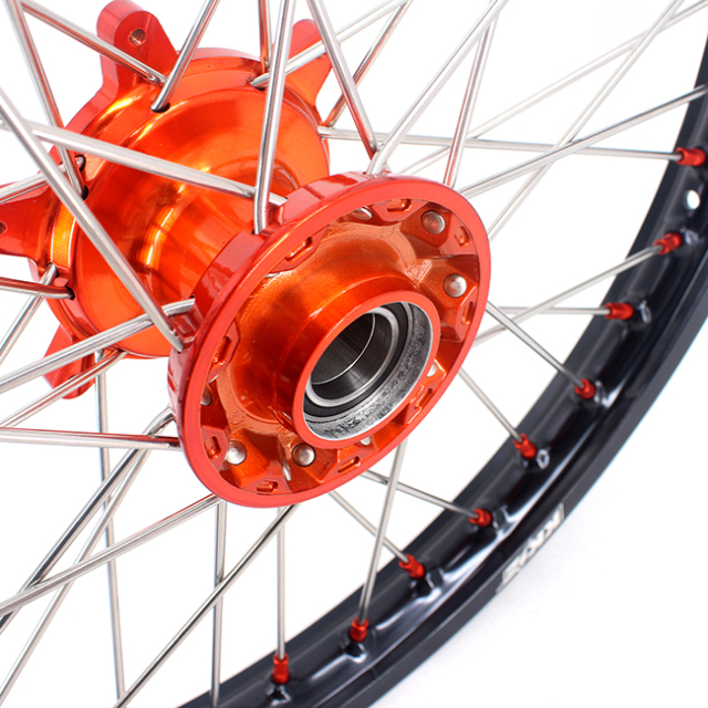 KKE 21/18 Enduro Casting Wheels set Compatible with KTM EXC-F 125 2003-2022 Orange Hub/Nipple