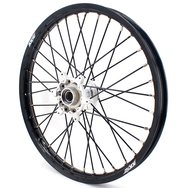KKE 21/19 MX Off-road Casting Wheels Rims set Compatible with KTM XCW XCF SXF 2003-2024 Silver Hub Black Spoke