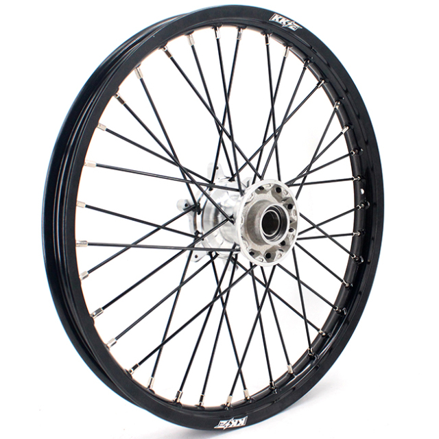 KKE 21/18 Enduro Casting Wheels Set Compatible with KTM EXC 125 530 2003-2022 Silver Hub Black Spoke