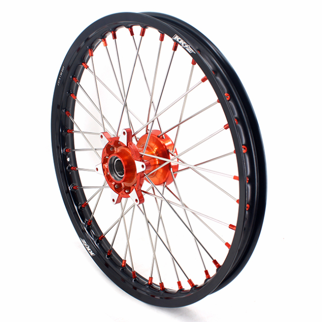 KKE 21/18 Enduro Casting Wheels set Compatible with KTM EXC-F 125 2003-2022 Orange Hub/Nipple