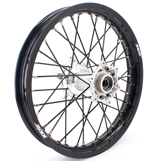 KKE 21/19 MX Off-road Casting Wheels Rims set Compatible with KTM XCW XCF SXF 2003-2024 Silver Hub Black Spoke