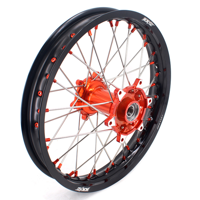 KKE 21/18 Enduro Casting Wheels set Compatible with KTM EXC-F 125 2003-2022 Orange Hub/Nipple