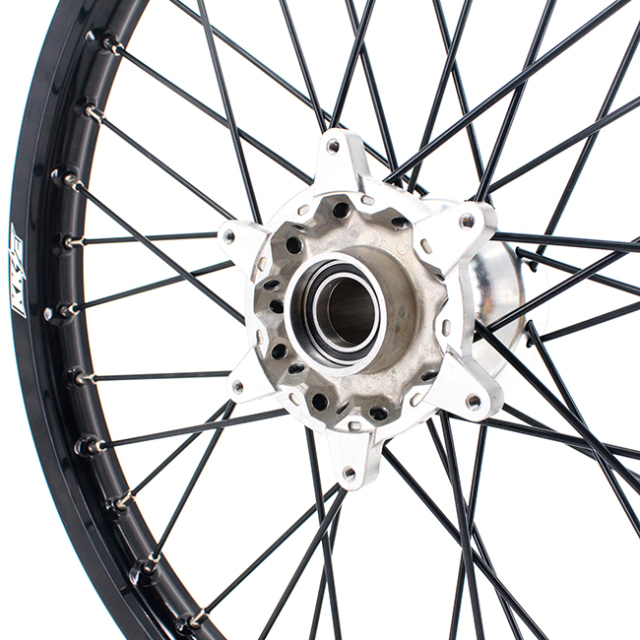 KKE 21/18 Enduro Casting Wheels Set Compatible with KTM EXC 125 530 2003-2022 Silver Hub Black Spoke