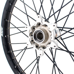 KKE 21/19 MX Off-road Casting Wheels set Compatible with KTM XCW XCF SXF 2003-2022 Silver Hub Black Spoke