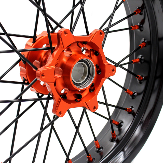 KKE 3.5/4.25 Motorcycle Supermoto Wheel Set Fit KTM SX-F EXC XC-F 250 450 530 Orange/Black