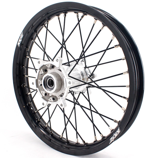 KKE 21/19 MX Off-road Casting Wheels set Compatible with KTM XCW XCF SXF 2003-2022 Silver Hub Black Spoke