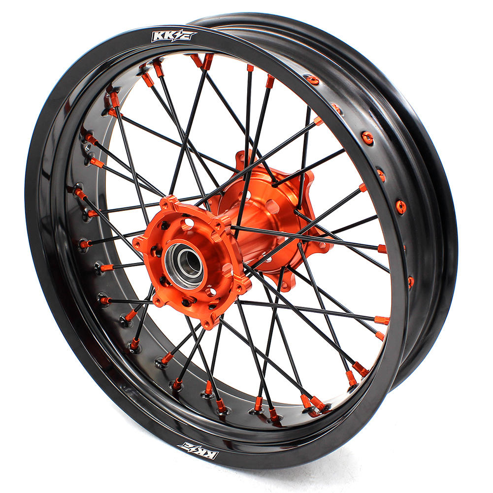 KKE 3.5/4.25 Motorcycle Supermoto Wheels Rims Set Fit KTM SX-F EXC XC-F  2003-2024 Orange/Black