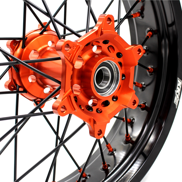 KKE 3.5/4.25 Motorcycle Supermoto Wheel Set Fit KTM SX-F EXC XC-F 250 450 530 Orange/Black