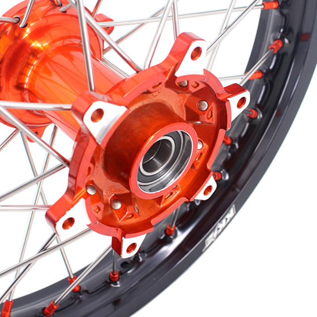 KKE 21/18 Enduro Casting Wheels set Compatible with KTM EXC-F 125 2003-2022 Orange Hub/Nipple