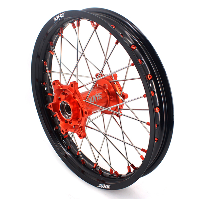 KKE 21/18 Enduro Wheels set Compatible with KTM EXC 125CC-530CC 2003-2021 Orange Nipple