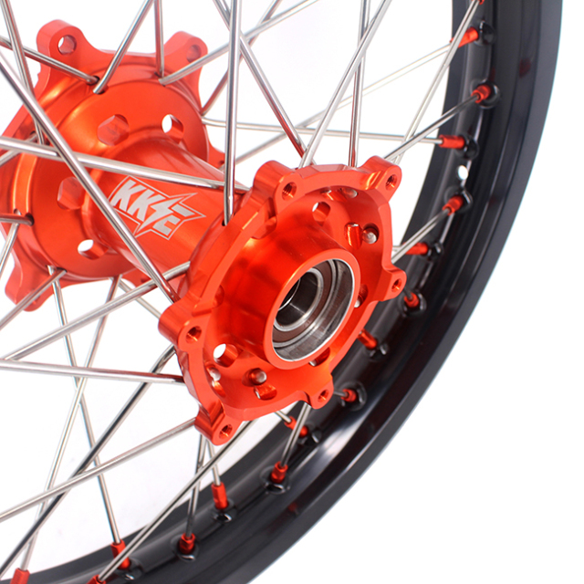 KKE 21/18 Enduro Wheels set Compatible with KTM EXC 125CC-530CC 2003-2021 Orange Nipple