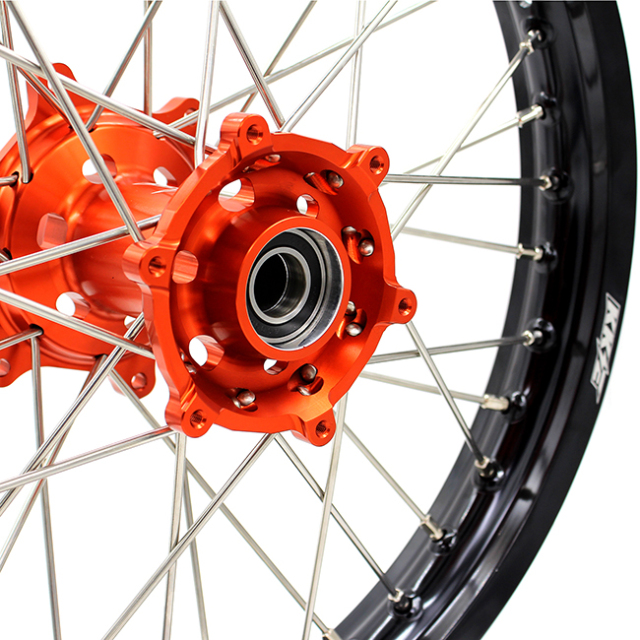 KKE 21/18 Enduro Racing Wheels set Compatible with KTM EXC  EXC-F 125 2003-2022 Orange Hub