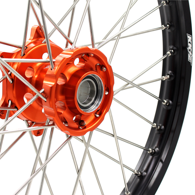 KKE 21/18 Enduro Racing Wheels set Compatible with KTM EXC  EXC-F 125 2003-2022 Orange Hub