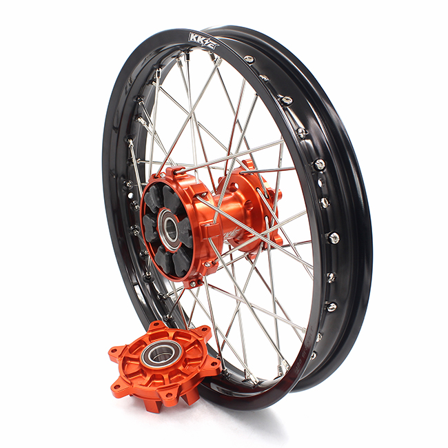 KKE 21/18 Cush Drive wheels set Compatible with KTM690 ENDURO R SMC 2008-2023 Orange Hub